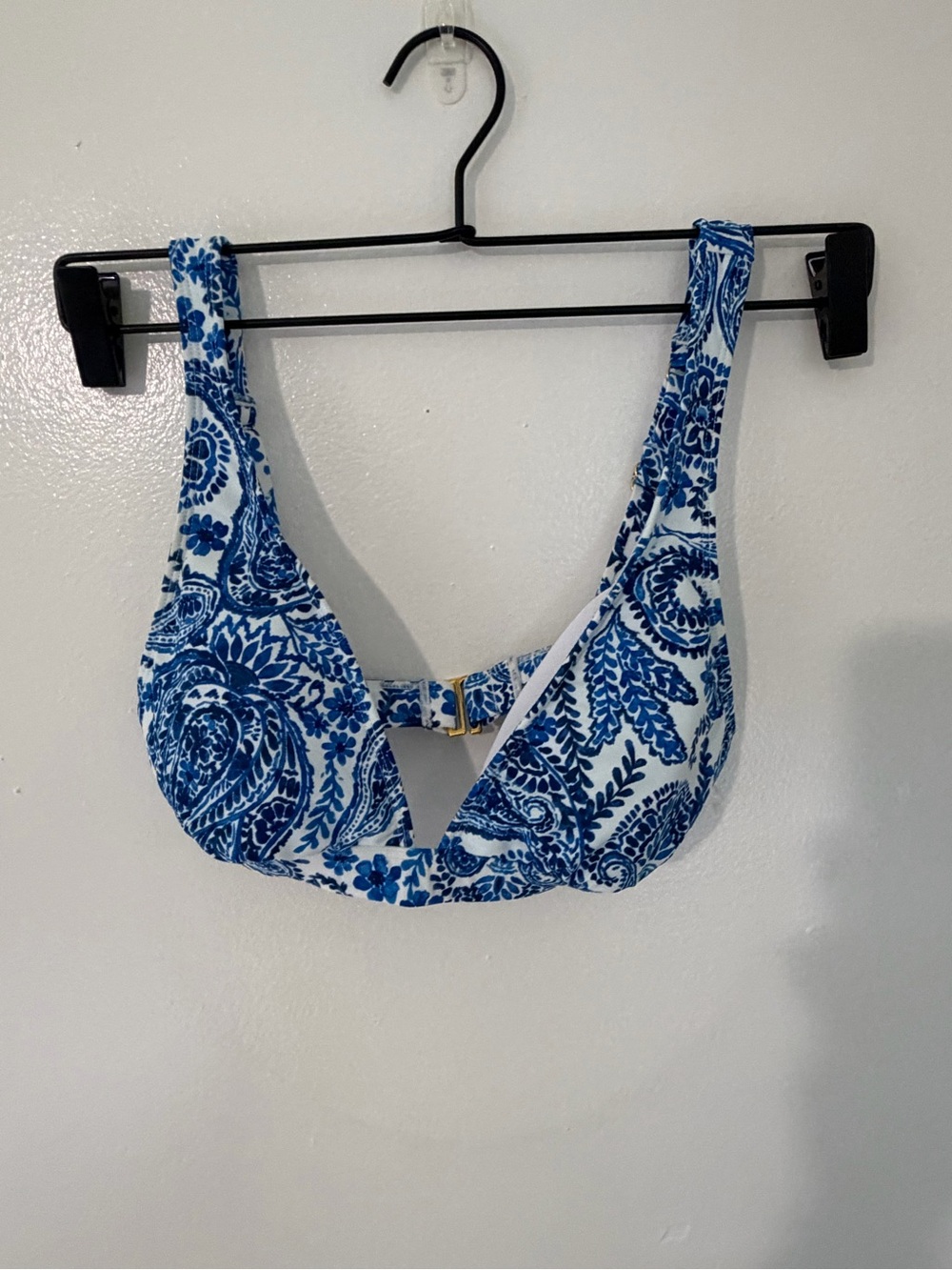 Blue & White Paisley Bikini Top With padding size unknown, would guess Small